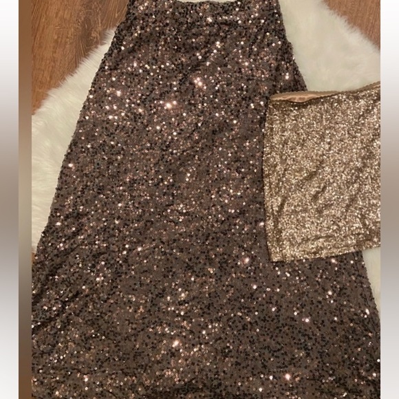Merona Sequin Maxi Skirt Gunmetal Gray Copper  / Bronze S - Picture 2 of 3